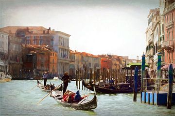 VENICE Grand Canal en gondels - gondels gondels van Bernd Hoyen