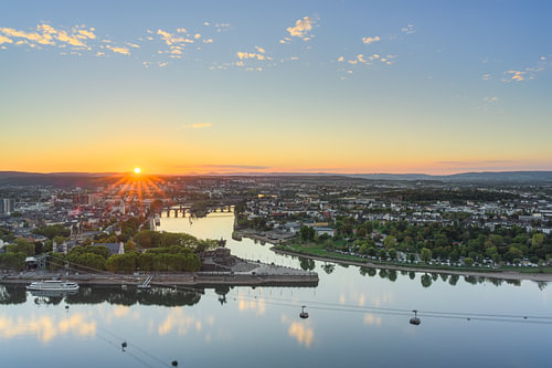 Coblence - Les derniers rayons de soleil au Deutsches Eck