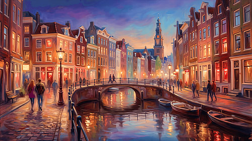 Amsterdam’s canals at sunset