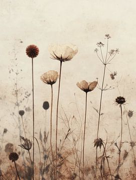 Blumen im Vintage- und Japandi-Stil von Japandi Art Studio