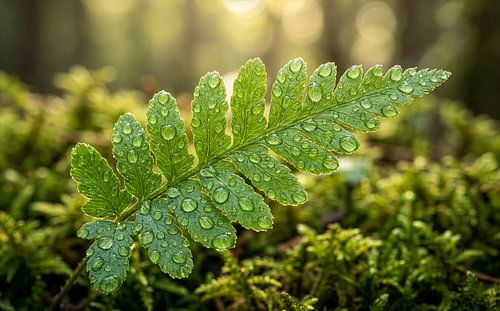 Dewy Green Fern Leaf