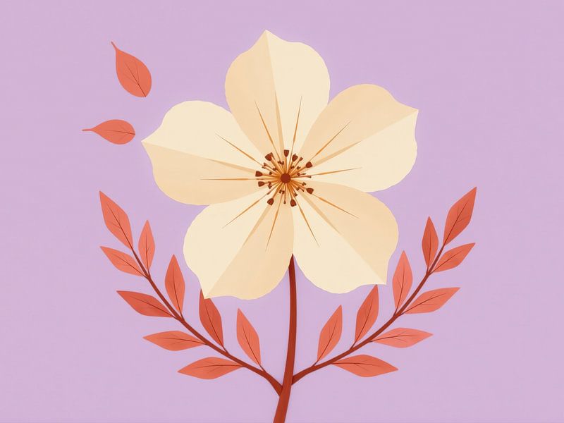 Papierblume mit Blattzweigen und Blütenblättern von Markus Gann