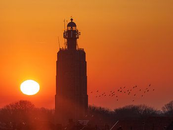 Vuurtoren Westkapelle tijdens zonsopkomst