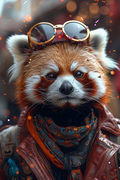 Roter Panda im Disco-Stil der 60er und 70er zum Geburtstag von Poster Art Shop