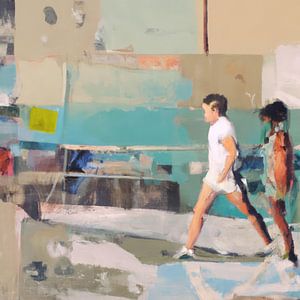 Abstraktes Gemälde "Spaziergang in der Stadt" von Studio Allee