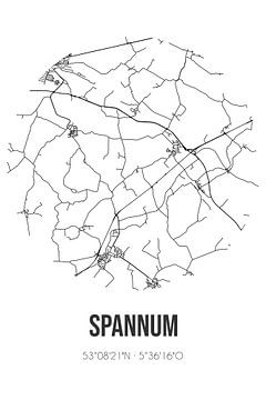 Spannum (Fryslan) | Karte | Schwarz und weiß von Rezona