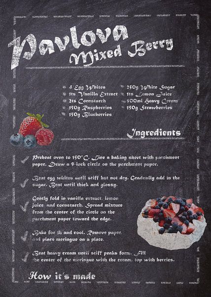 Recipe of Dessert - Pavlova van JayJay Artworks