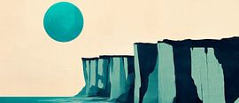 Paysage côtier avec lune bleue sur Poster Art Shop