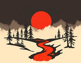 Crimson River's Journey by Artistic