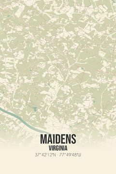Vintage landkaart van Maidens (Virginia), USA. van Rezona