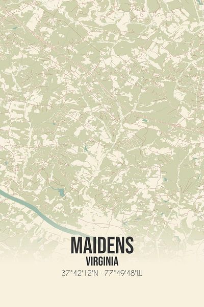 Vintage map of Maidens (Virginia), USA. by Prints of Place