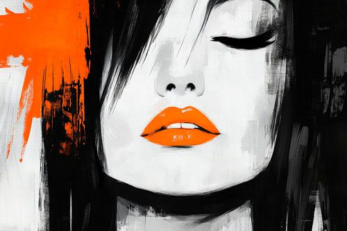 Mooie stilte: lip elegantie in oranje