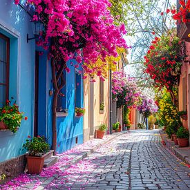 Bunte Häuser mit Blumen von Mustafa Kurnaz