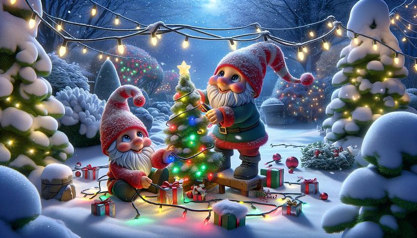 Wintermagie in het tuinkabouterdorp van artefacti