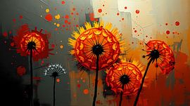 Paardenbloemen Abstract van Linda de Klein