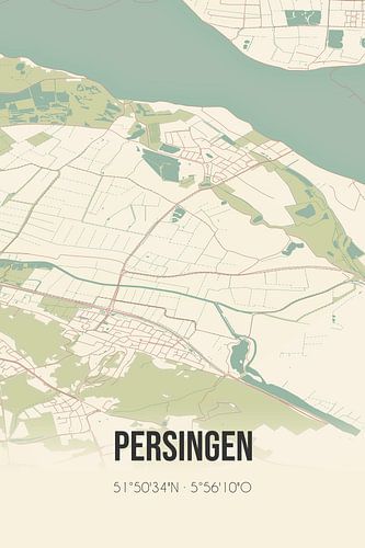 Alte Landkarte von Persingen (Gelderland)