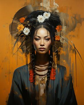 Modern portrait with elements from different cultures by Carla Van Iersel