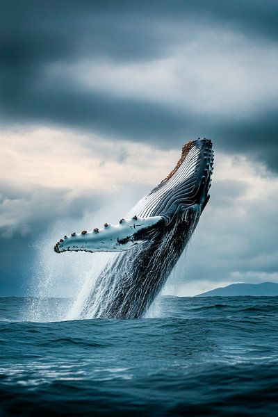 Grijze walvis springen van Poster Art Shop