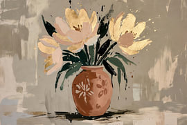Flower Vase | Flowers | Ochre Yellow | Abstract by Imperial Art House