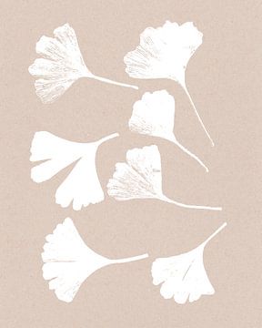 Ginkgo leaves on beige. Modern botanical minimalist art. by Dina Dankers