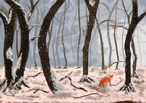 Fox in winter landscape