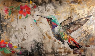 Peinture colibri or sur Caprices d'Art