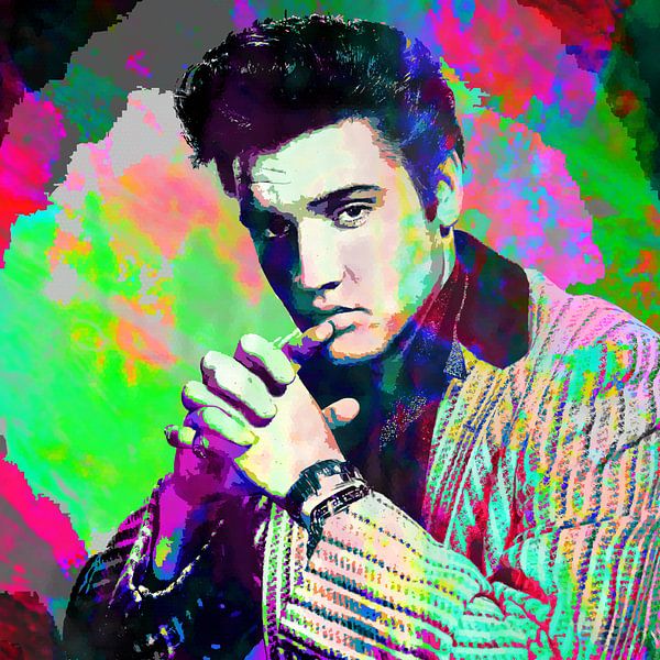 Elvis Presley Abstraktes Portrait von Art By Dominic