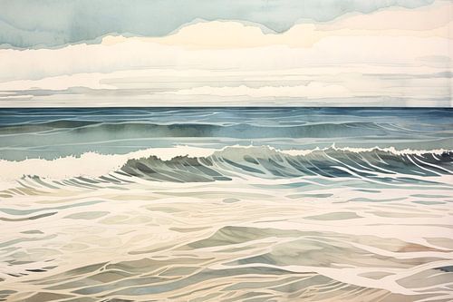 Schilderij van woeste golven op zee