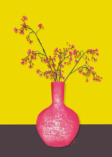 Flowers on pink vase art print