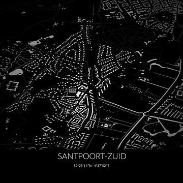 Black-and-white map of Santpoort-Zuid, North Holland. by Rezona