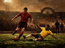 Vintage-Gemälde zum Fußballspiel Niederlande gegen Brasilien