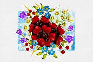 Bouquet floral (art, fond blanc)