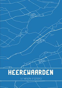 Blaupause | Karte | Heerewaarden (Gelderland) von Rezona