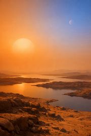 Zwillingshimmel über Feuerwasser – Twin Skies Above the Ember Lake von ButterflyPix