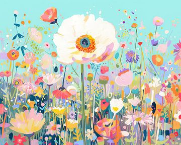 Dancing Petals in Pastel van ARTEO Schilderijen