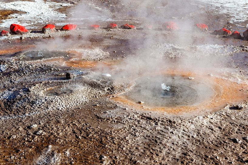 Landschap met geisers van El Tatio in het Andes gebergte, Chili, Zuid-Amerika van WorldWidePhotoWeb