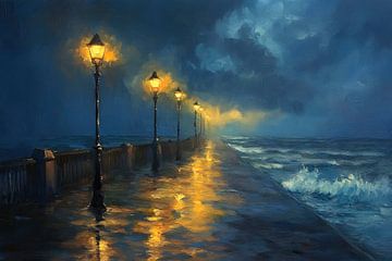 Kustpad nacht van Poster Art Shop