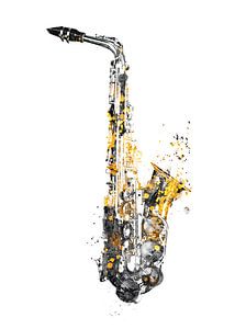 Saxophon 3 Musik Kunst Gold und Schwarz #Saxophon #Musik von JBJart Justyna Jaszke