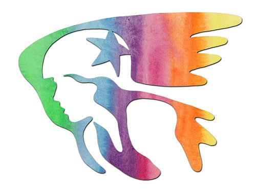 Roller Derby jammer (line drawing roller skates star helmet tough women sports rainbow nursery)