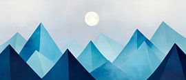 Berglandschaft im Mondschein – Blaues Spiel von Poster Art Shop