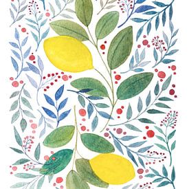 Wenn das Leben dir Zitronen gibt | Aquarellmalerei von WatercolorWall