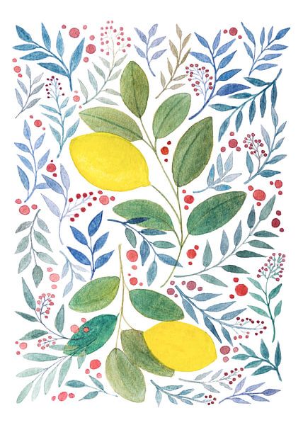 When life gives you lemons | Aquarel schilderij van WatercolorWall