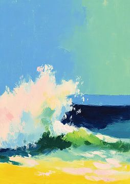 Abstracte golf: dynamiek in blauw en geel van Niklas Maximilian