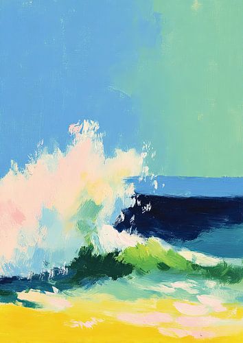 Abstracte golf: dynamiek in blauw en geel