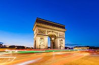 Traffic round Arc de Triomphe in Paris at night by Werner Dieterich thumbnail
