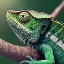 green iguana on a branch, illustration 01 by Animaflora PicsStock thumbnail