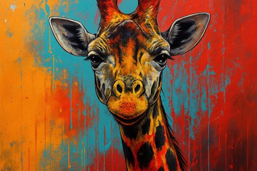 Abstracte giraffe met druppelverf