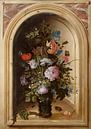 Vase with flowers in a stone niche, Roelant Saver by Meesterlijcke Meesters thumbnail