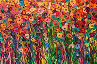 Abstract colourful flower field painting