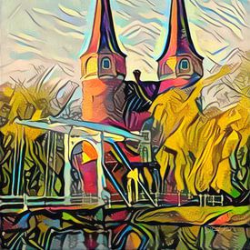 Oostpoort Delft im Picasso-Stil von Slimme Kunst.nl